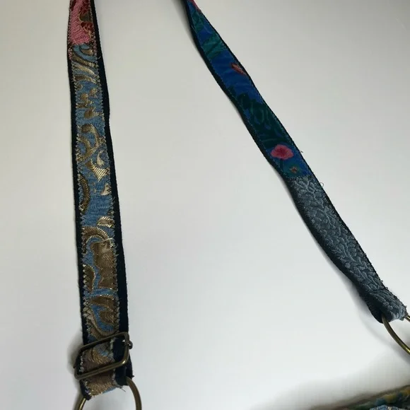 Just Be Blue and Green Crossbody Carpet Bohemian Bag with Geometric Pattern - Picture 8 of 16